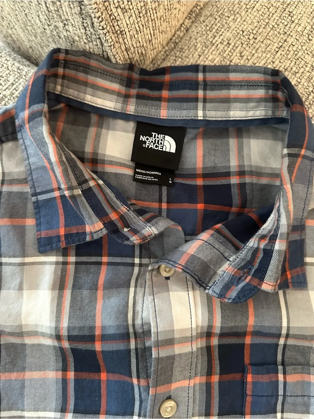 The North Face Men’s Blue Plaid Button-Up Shirt